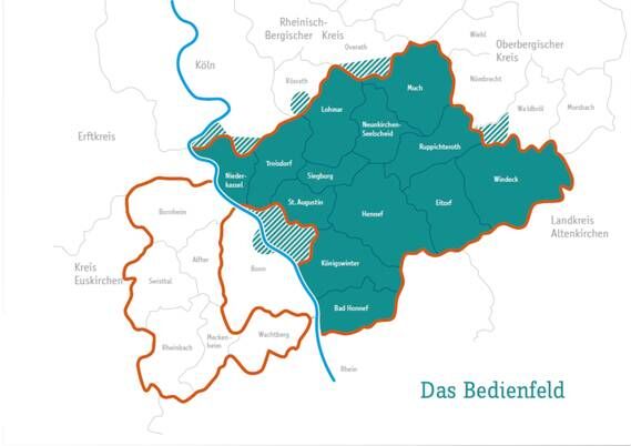 Eine Landkarte zeigt das Bedienfeld der RSVG