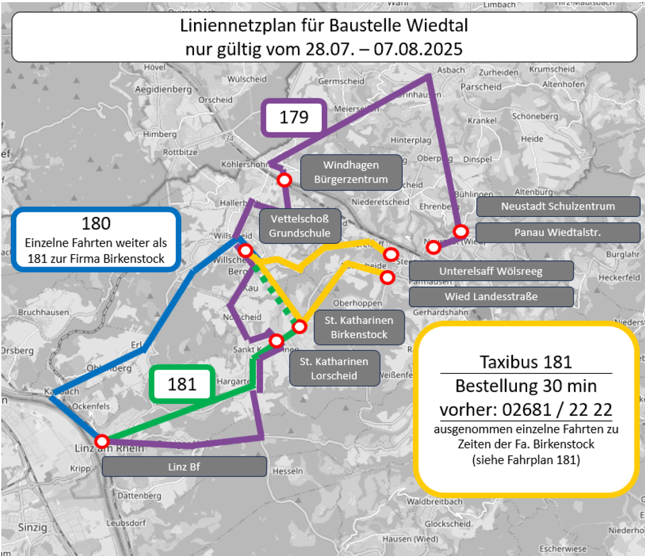 Liniennetzplan Baustelle Wiedtal