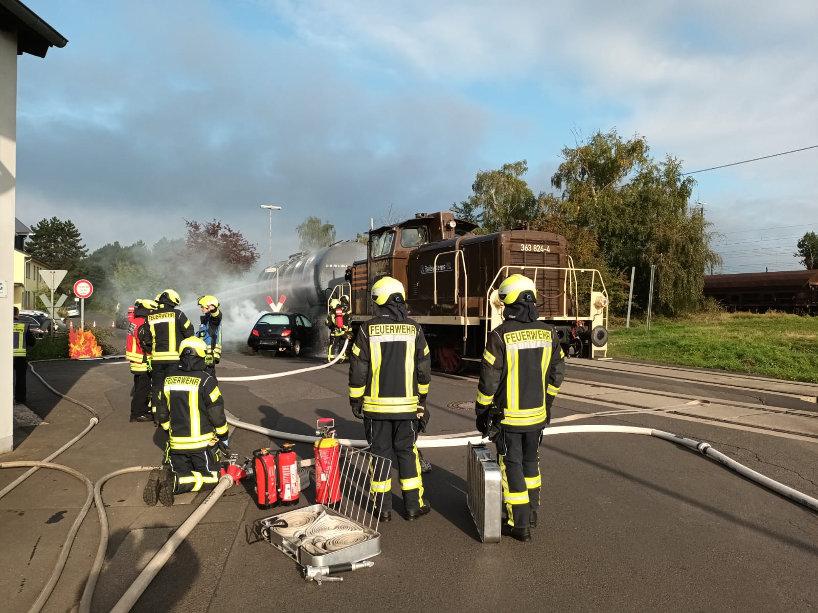 Feuerwehrleute bei Einsatzübung