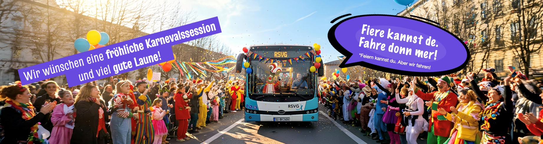 Rudolf im Bus beim Karnevalszug